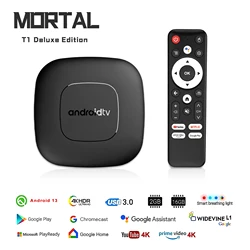 Wersja globalna Mortal T1 inteligentny odtwarzacz multimediów strumieniowych TV, pudełko AllwinnerH313 Android13 2.4G i 5G Wifi 4KBluetooth Asystent Google