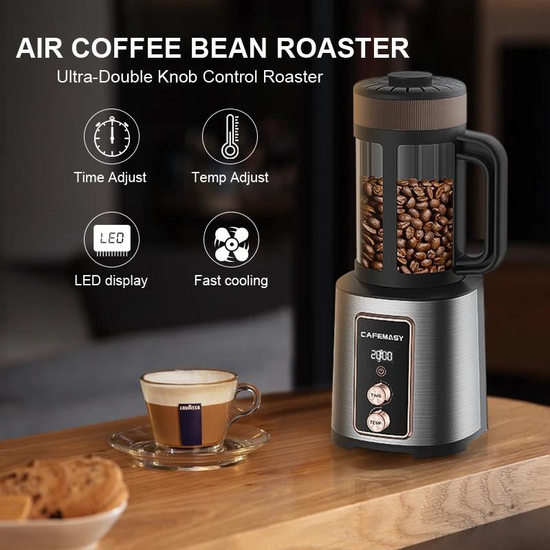 CAFEMASY 220V Electric Household Air Coffee Roaster Coffee Bean Roaster Temperature Control Coffee Roasting Machine Coffee Tools