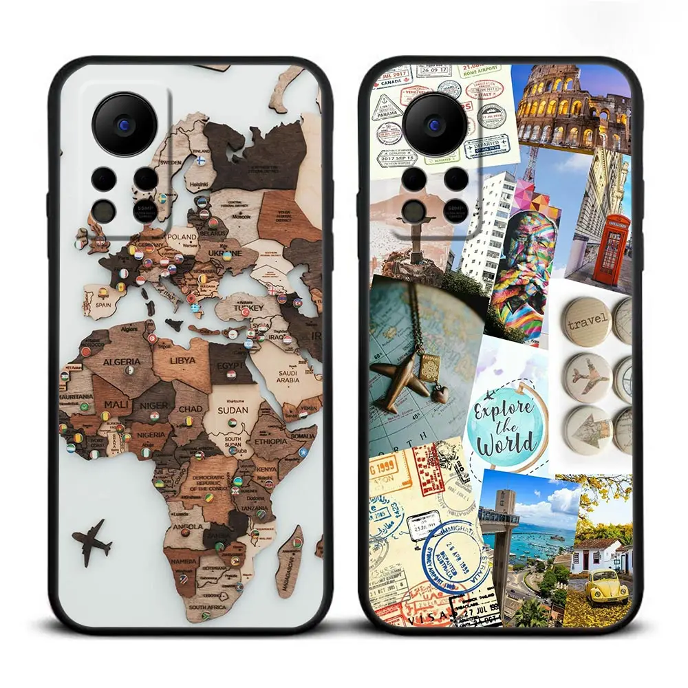 Case For Infinix TECNO SPARK 7 6 Air Go 5 Pro HOT 20 20I 5G 12 12I 11S 10 10I 10S 9 Play Case W-World M-Map Travel Airplan Plane