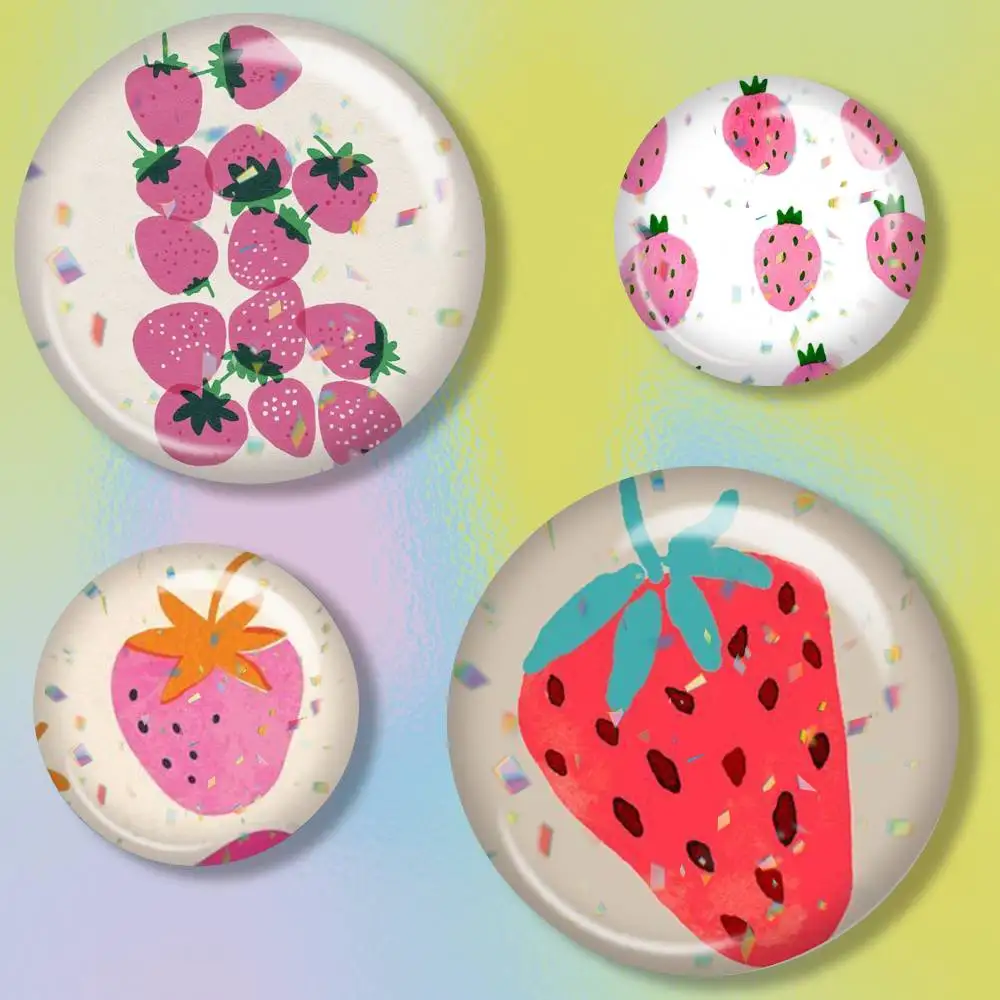 Japanese Korean Sweet Strawberry  Tin badges in 25/32/44/58/75mm, brooch pins for accessories & gifts,Souvenir.
