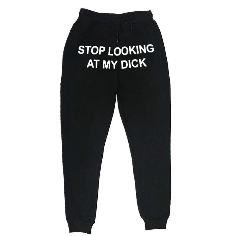 Men's Pants Stop Looking At My Dick Letter Print Drawstring Sweatpants Simple Men Women Sports Jogging Trousers