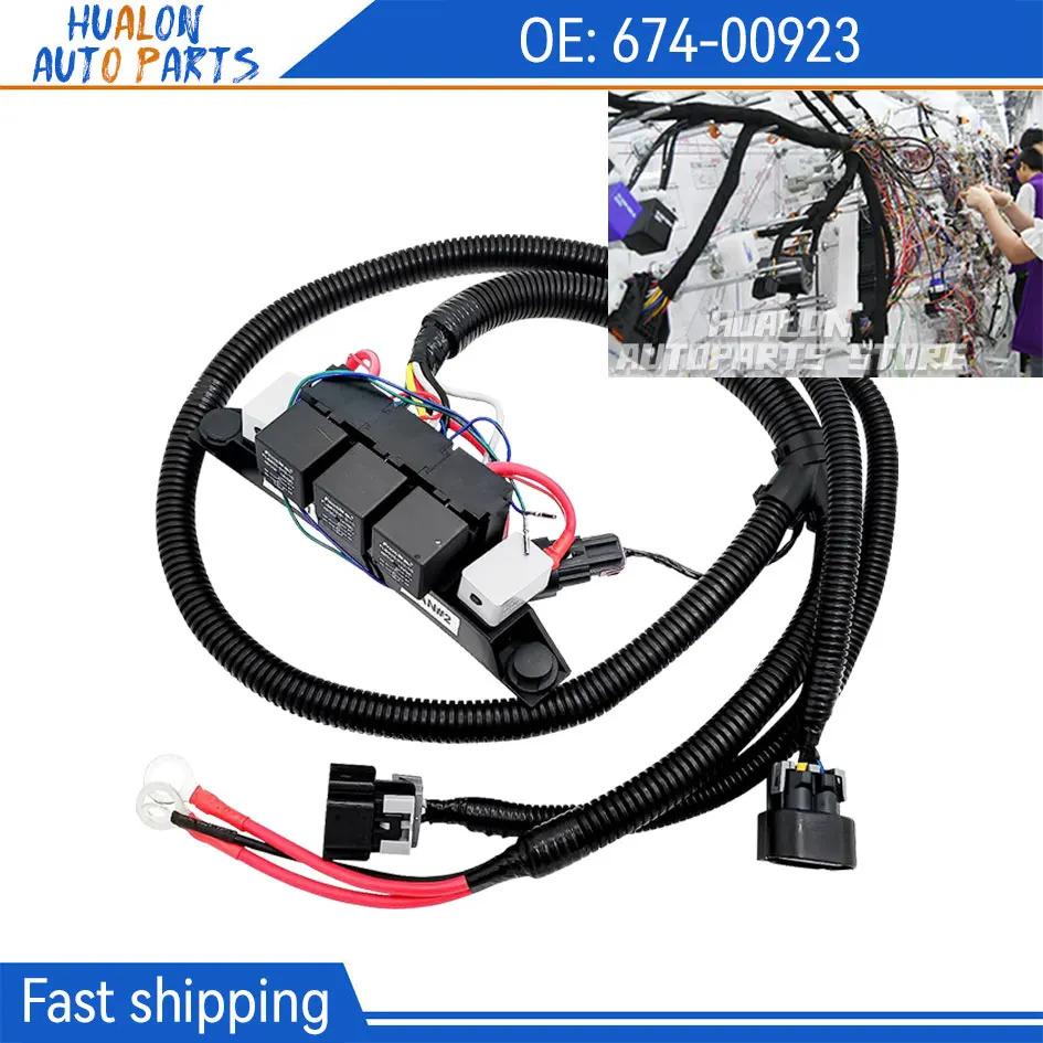 674-00923 JCTFN22 Electric Dual Fan Control Wiring Harness Fits for Chevy Silverado Tahoe GMC Sierra Yukon Replaces 67400923