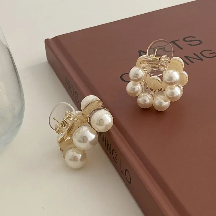 Korean Style Pearl Elegant Women's Geometric Small Hair Clip Simple Circular Temperament Sweet Girl Half Tie Hair Accessories