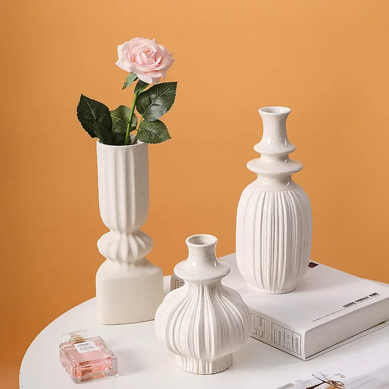 Nordic minimalist white plain fired ceramic vase ornament hydroponic flower arrangement home living room desktop decoration vase