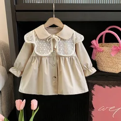 New Spring and Autumn Girl's Coat Cotton Kids Trench Cute Newborn Toddlers Fashion Infant Outfits Princess Baby Outdoor Clothing