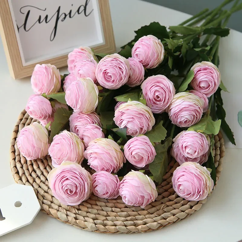 12pcs/lot 3 head Rose Artificial Fake Flowers Silk Floral Wedding Flores Center Pieces Home Accessories Festival Party Supplies