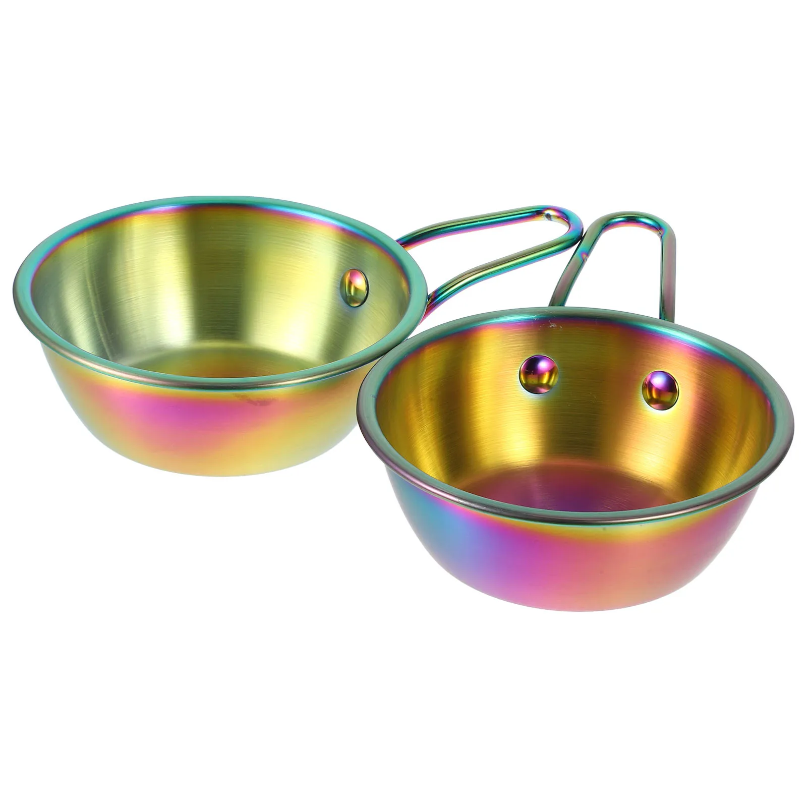 

2pcs Stainless Steel Korean Wine Bowl Soup Cup With Handle Rice Bowl For Home Restaurant Party Camping Multi-Use Lightweight