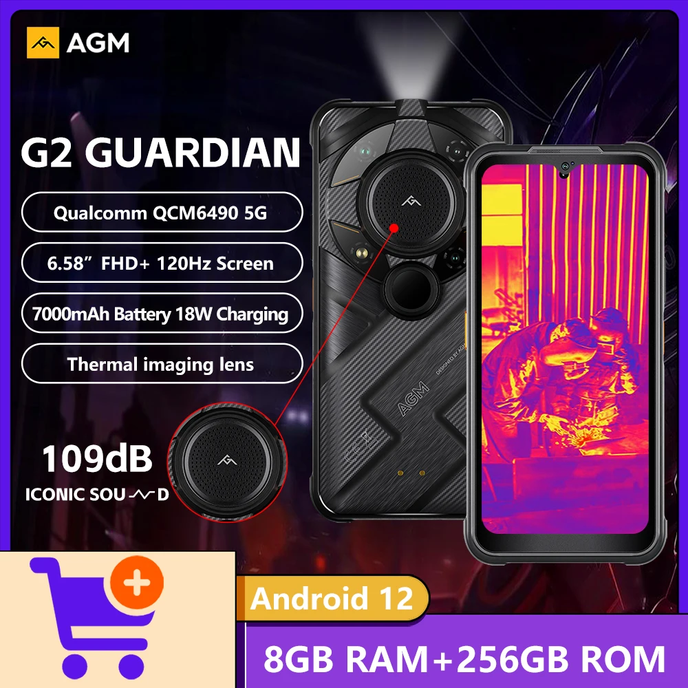 AGM G2 GUARDIAN 5G Rugged Phone 12GB+256GB Qualcomm QCM6490 5G Thermal Camera 6.58