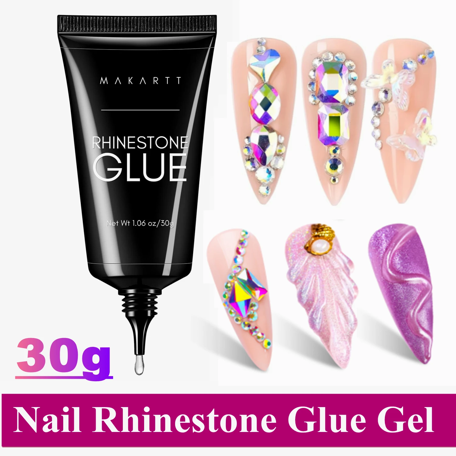 

Makartt Nail Rhinestone Glue Gel 30g, Super Adhesive Gel for Gems, Rhinestones, Crystal Stones, Jewels 3D Nail Art Decoration