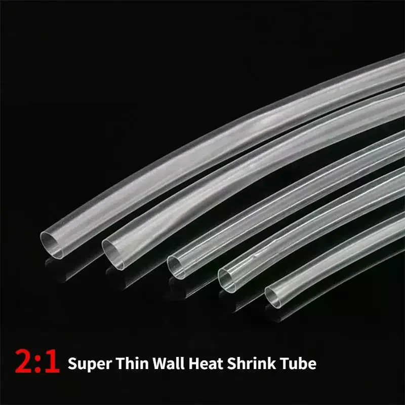 1mm 40mm Heat Shrinkage Tube Clear Super Thin Wall Flexible Earphone Line Cover Professional Audio Wire Sleeve Wrap