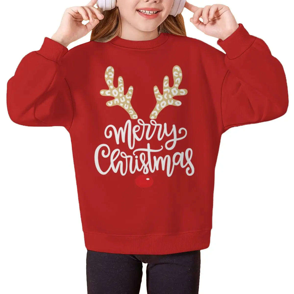 

Merry Christmas Leopard Print Elk Print Children's Sweatshirts Fashion Xmas Party Gifts Clothing Boy Girl Christmas Pullover