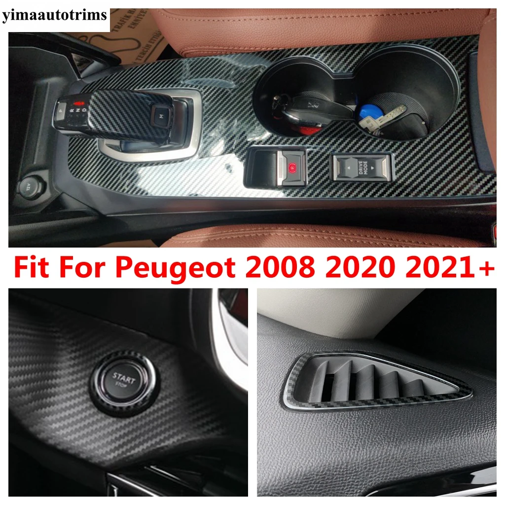 Shift Gear Panel / Start Stop Button Ring / Dashboard Air Vent Cover Trim For Peugeot 2008 2020-2022 Stainless Steel Accessories