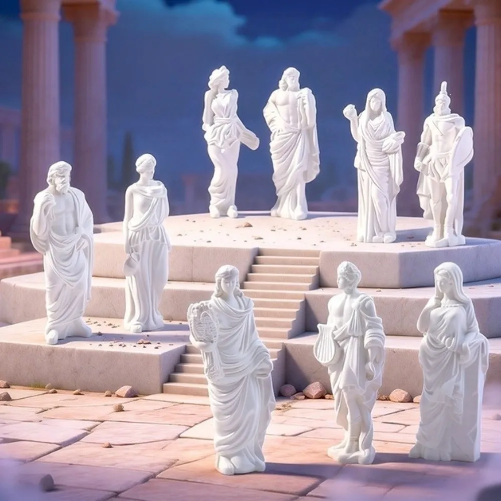 Resin Craft Twelve Gods Figurine Set Vintage Greek and Roman Mythology Greek Pantheon Gods Statue Collectible