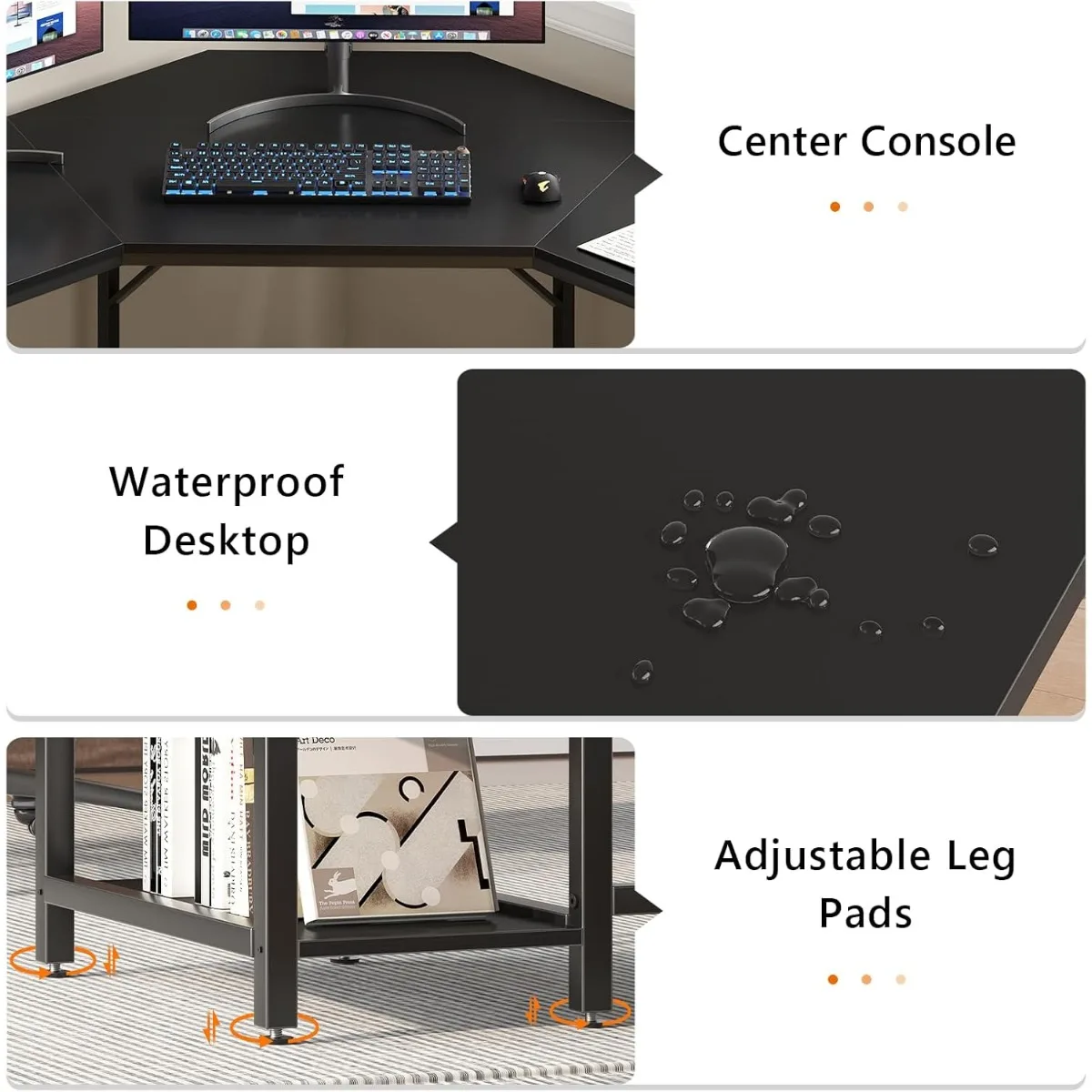 L Shaped Desk with 4 Drawers & 4 Shelves, Corner Desk Computer Desk with Storage, Studying Gaming Writing Table for Home Office