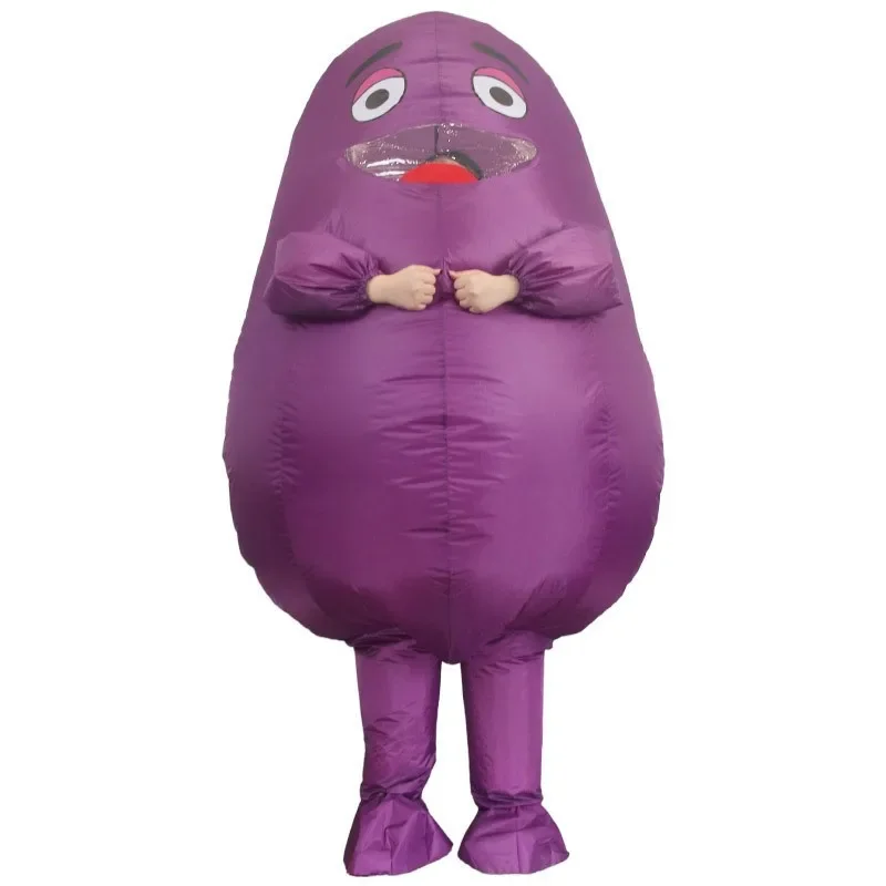 Grimace Costume for Kids Adult Grimaces Birthday Gameboy Halloween Cosplay Mascot Inflatable Suit Purple Shake Carnival Gift