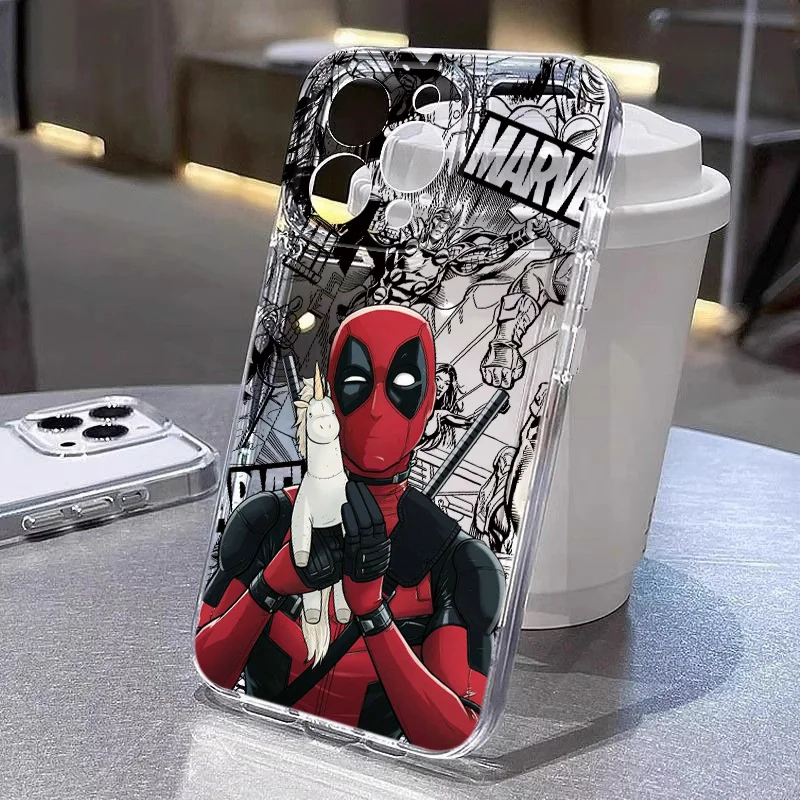 

Marvel Comic Deadpool For Realme10 9 C30 53 63 Narzo50 Find X5 Reno12 11 10 8 7 6 Pro Plus Transparent Space Phone Case Funda