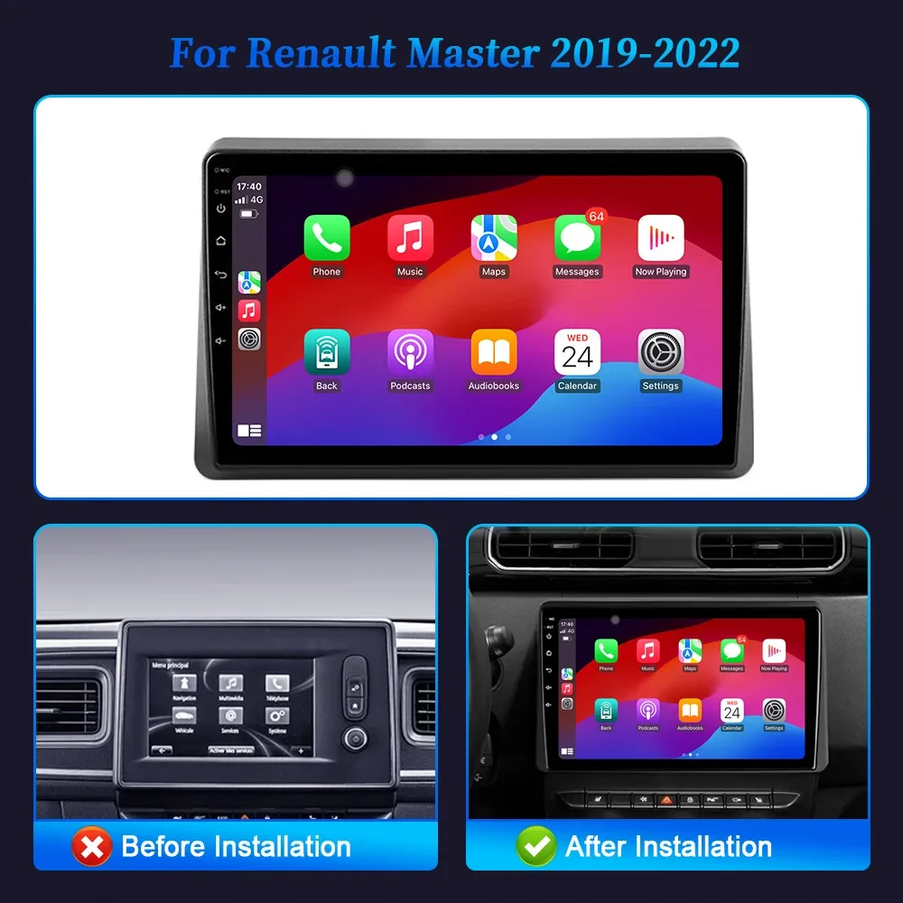 Car Radio Multimedia For Renault Master 2019-2022 Navigation Android 14 Stereo Head Unit Screen  4G 2CIN WIFI