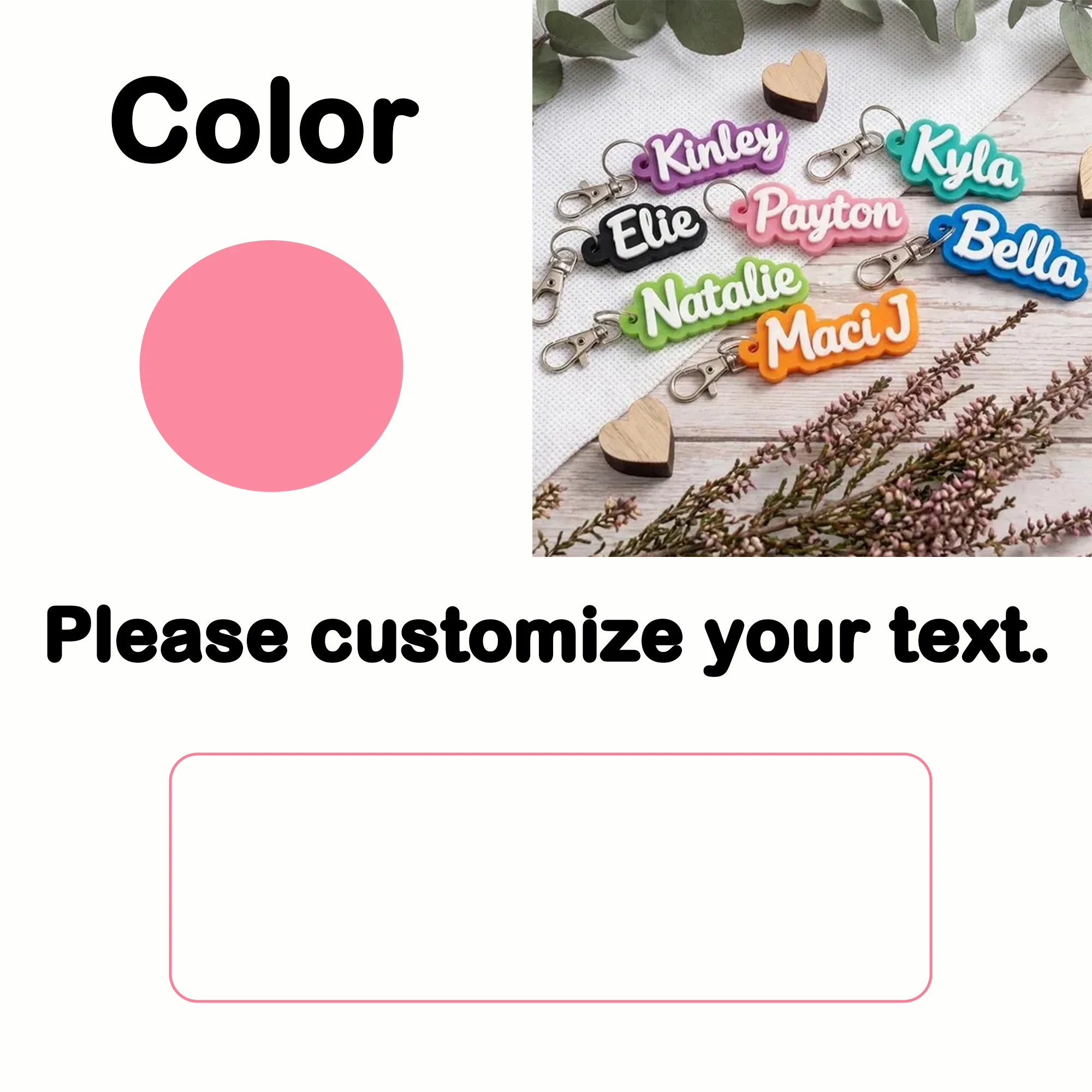 Custom Name Keychains, Personalized Acrylic Tag