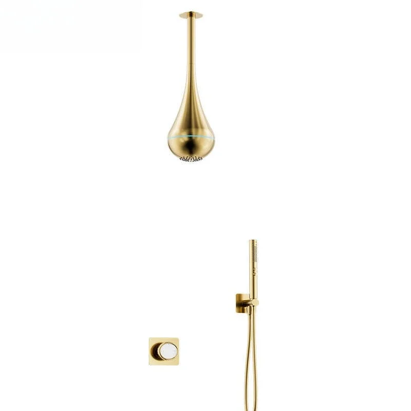 

Brushed gold concealed water drop hanging spray hidden into the wall shower All copper hotel engineering shower