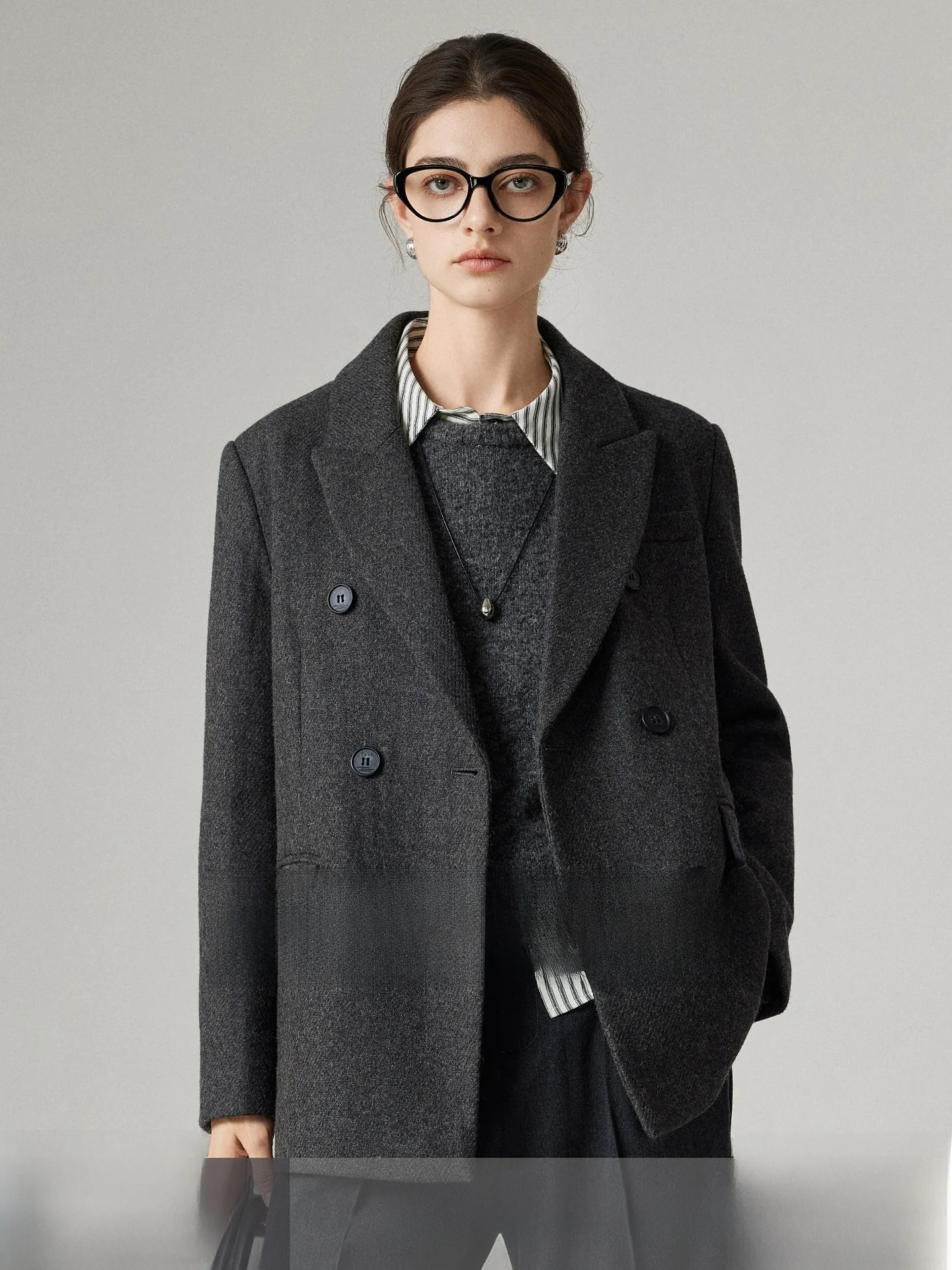 

Yakejia Philadelphia ed Wool Suit Coat Women's Autumn Winter Commute Briti Sle Woolen Coat Long Sve Single Button