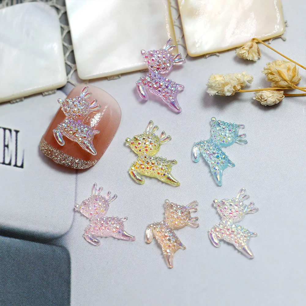 20PCS Aurora Nail Charms Cartoon Design Polar Light Kawaii Nails Art Decoration Accessories Manicure Decor Supplies Ice cream