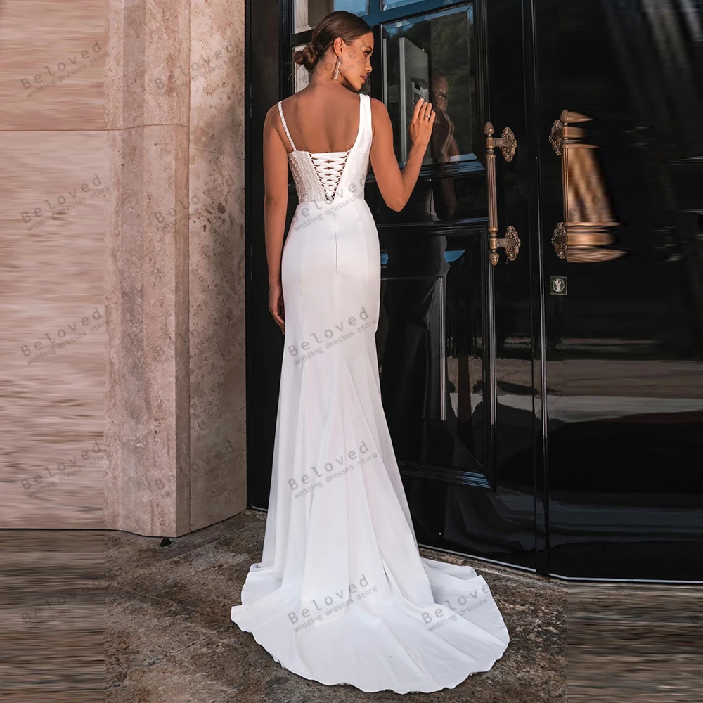 빈티지 웨딩 드레스 새틴 신부 가운 민소매 백리스 로브 포멀 파티 우아한 웨딩 드레스 맞춤 제작 2026