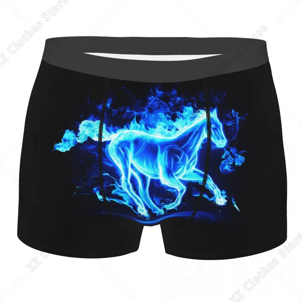 

Custom Novelty Blue Fire Horse Boxers Shorts Panties Male Underpants Comfortable Abstract Animal Art Briefs Underwear