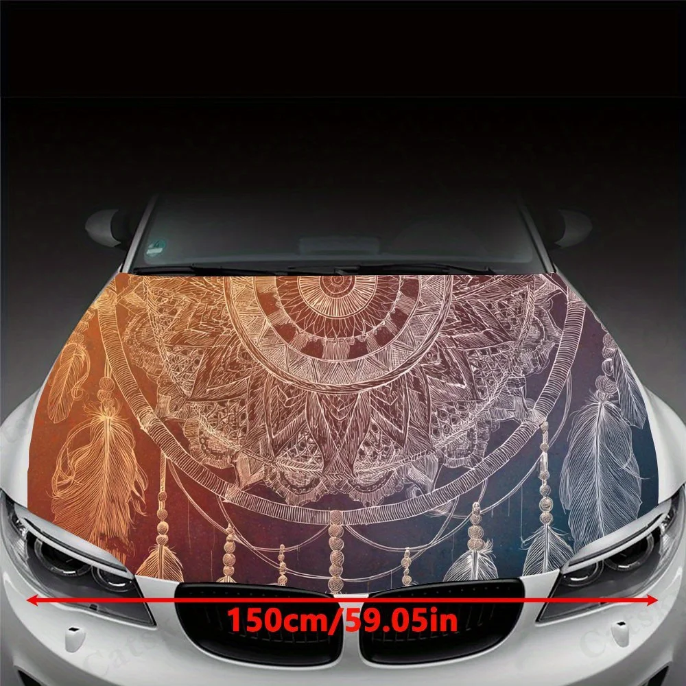 Autocollant de capot de voiture Dreamcatcher, autocollant d'art automobile personnalisé et tendance, enveloppes en vinyle auto-adhésives imperméables pour l'extérieur de la voiture, décoration