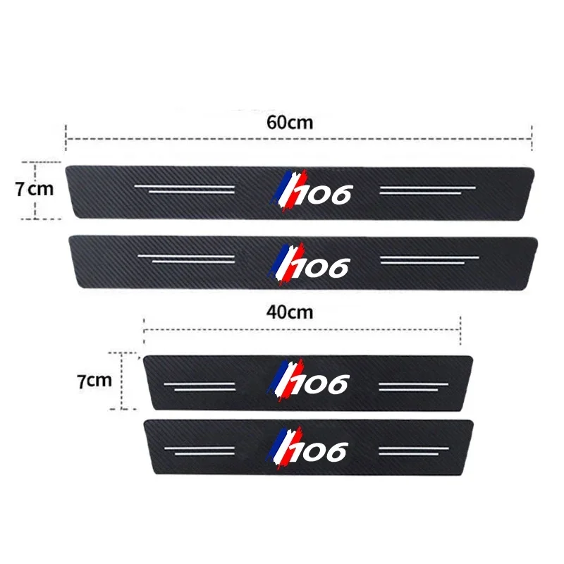 Carbon Fiber Decals For Peugeot 106 Logo Car Door Threshold Sill Scuff Plate Protector Stickers Auto Door Entry Pedal Guards