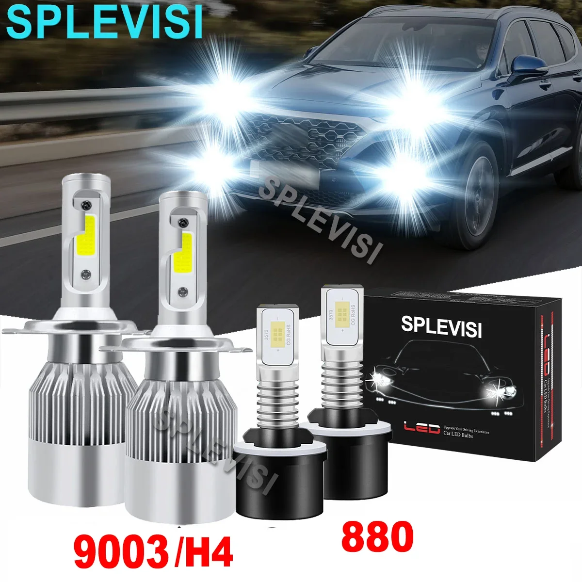 

4x LED White Headlight Fog Light Bulbs 6000K For Hyundai Santa Fe 2002 2003 2004 2005 2006 Tucson 2010 2011 2012 2013