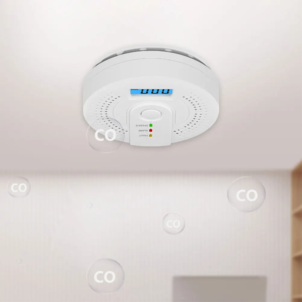 Carbon Monoxide Detector CO Warning Alarm Battery Powered Carbon Monoxide Sensor Portable Digital CO Detector for Home Warehouse