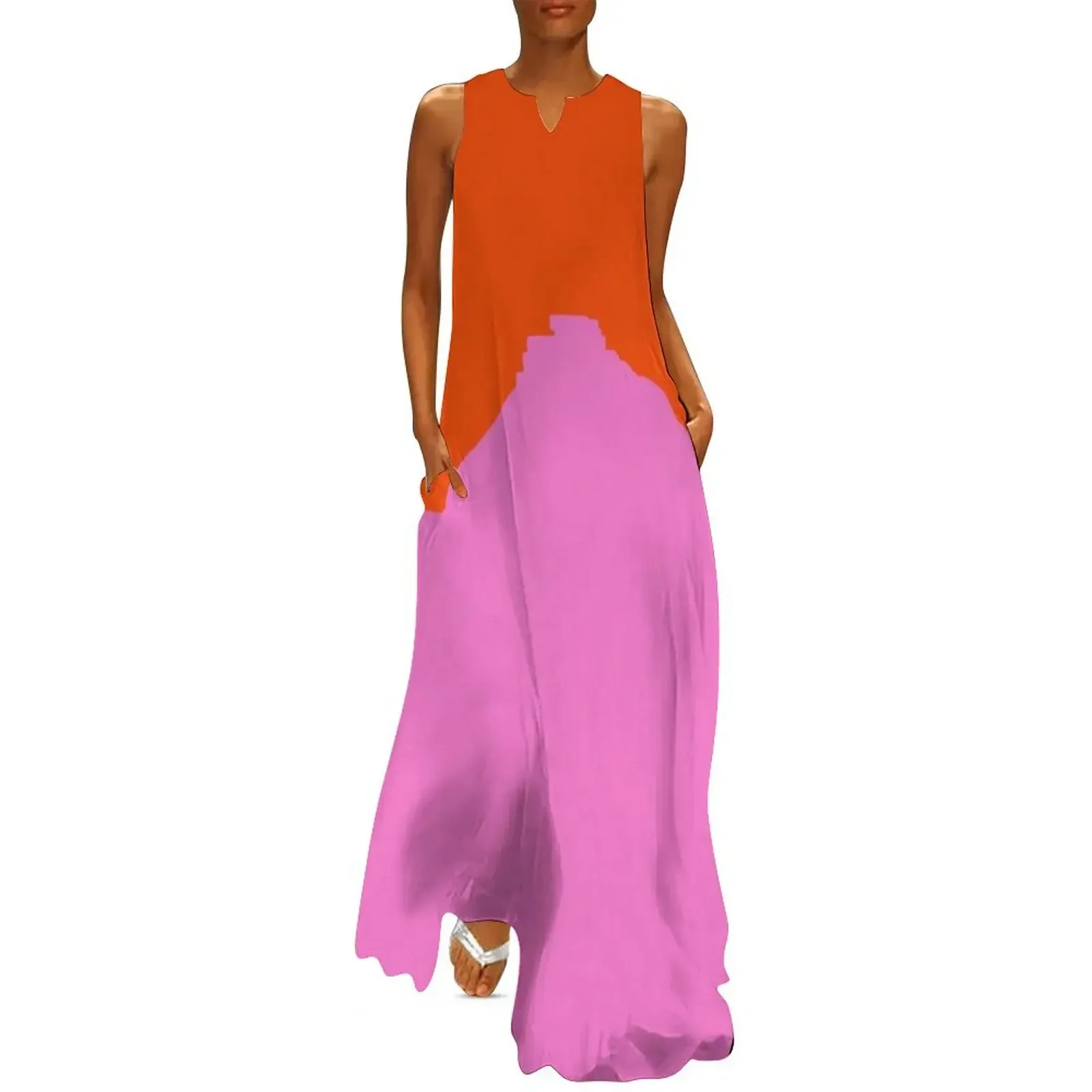 

Pink Mountain with Orange sky Long Dress luxury woman evening dress dresses women summer 2025 Prom gown bandage dress