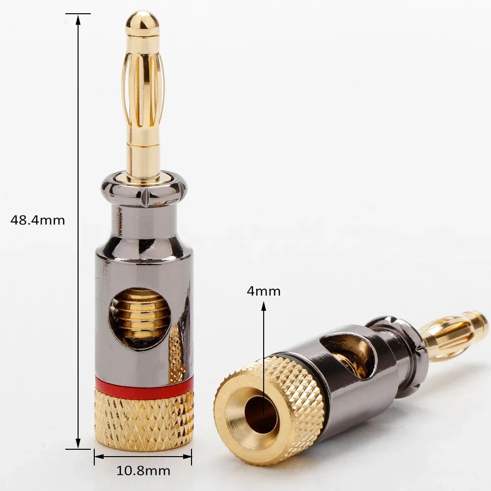 HiFi Audio Banana Plug Screw Locked Connectors Gold-Plated Banana Male Plugs for Speaker Cable Making