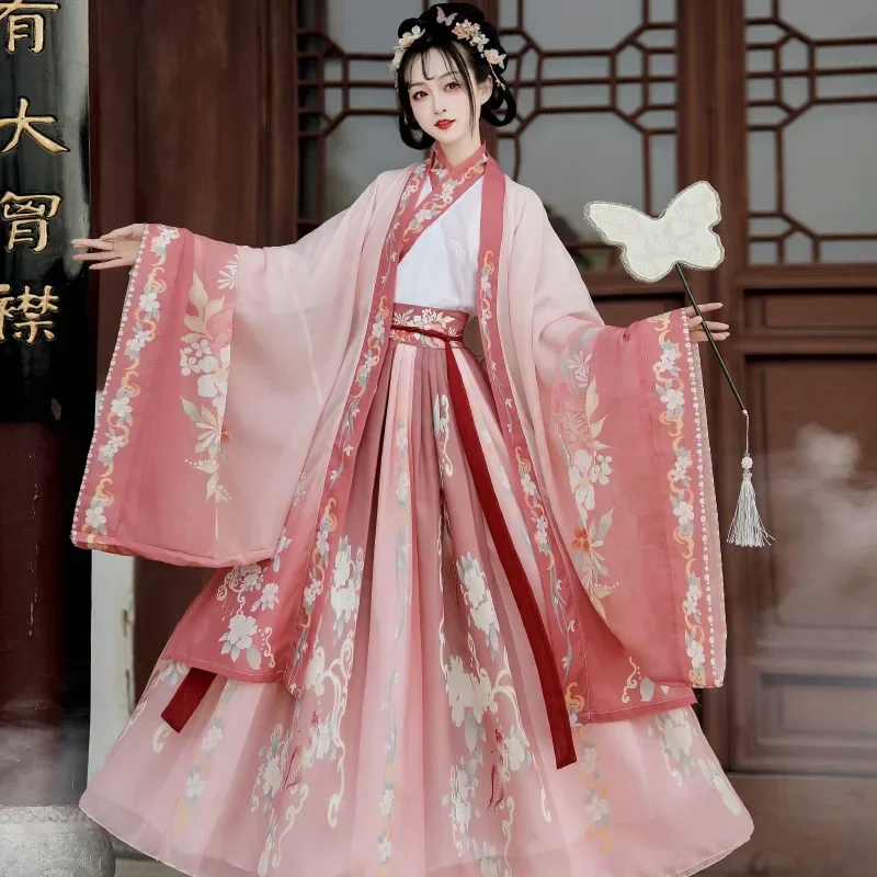 Chinese Stijl Originele Hanfu Dames Wei Jin Empire Kraag Qipao Jurk Zomer Super Fee Qi Mouw Shirt Eendelig Set