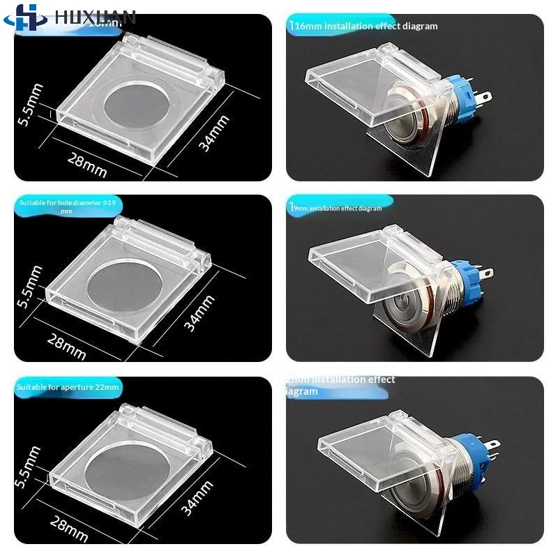 16/19/22/25mm Transparent Push Button Cover, Safety Guard Protector for PC Desktop Power Switch