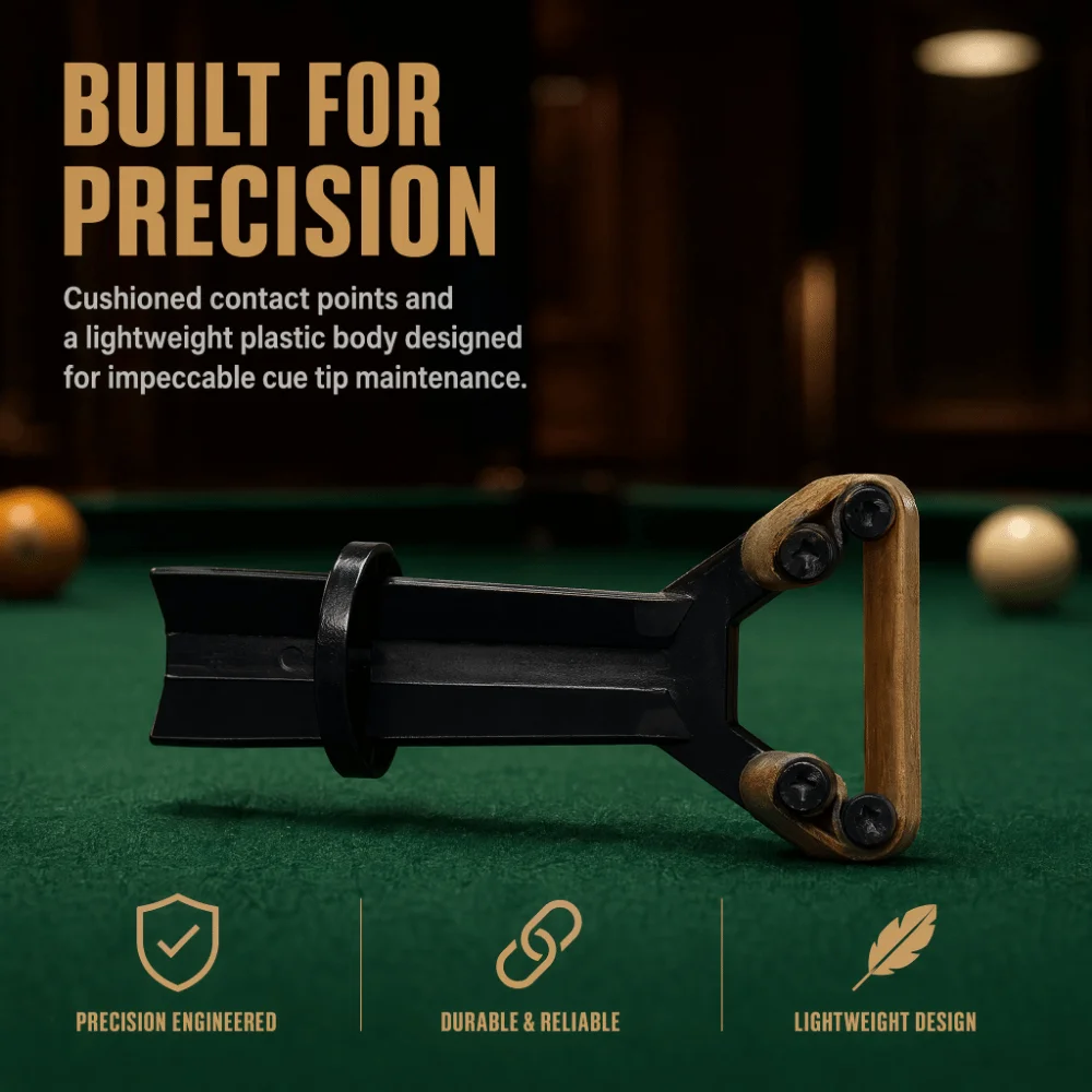 3PCS 3 Piece Set Cue Tip Clamp Cushioned Contact Pads Long Handle Grip Cue Tip Presser Compact Size Elastic Band