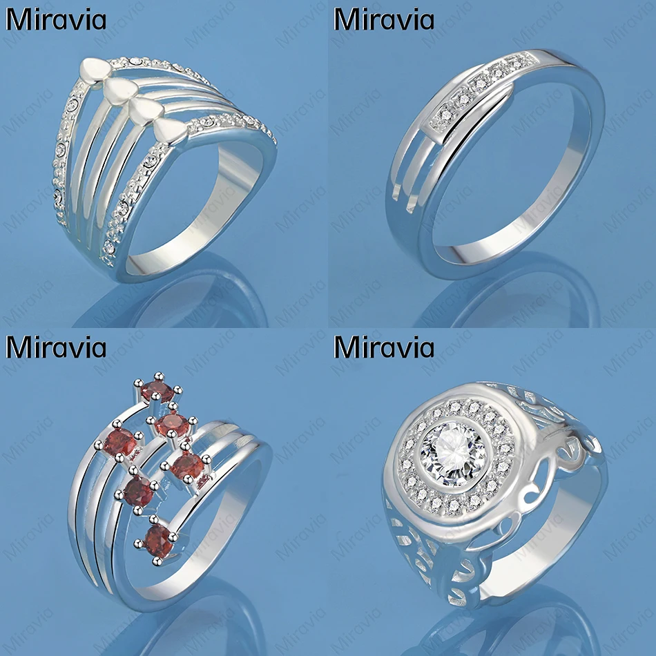 

Miravia 925 Sterling Silver Square Interface Zircon Ring Light Luxury Simple Women'S Accessories Party Jewelry