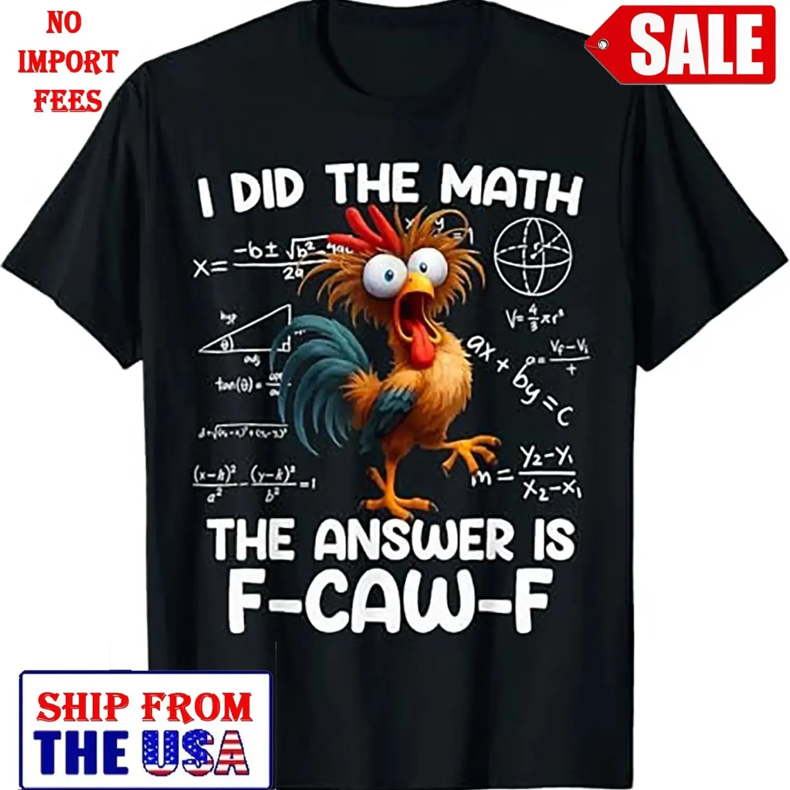 I Did The Math Answer is F Caw Funny Chicken Rooster T Shirt vintage Washed fashion homme streetwear Versatile