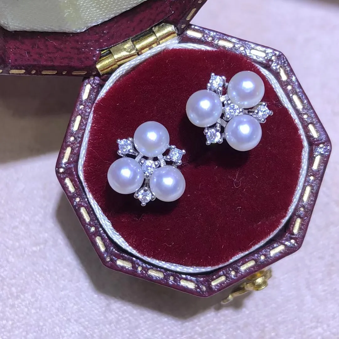 

Оптовая продажа, серьги из стерлингового серебра S925, фурнитура для крепления, базовые монтажные детали, аксессуар для жемчуга 3-4 мм, 5 пар/лот