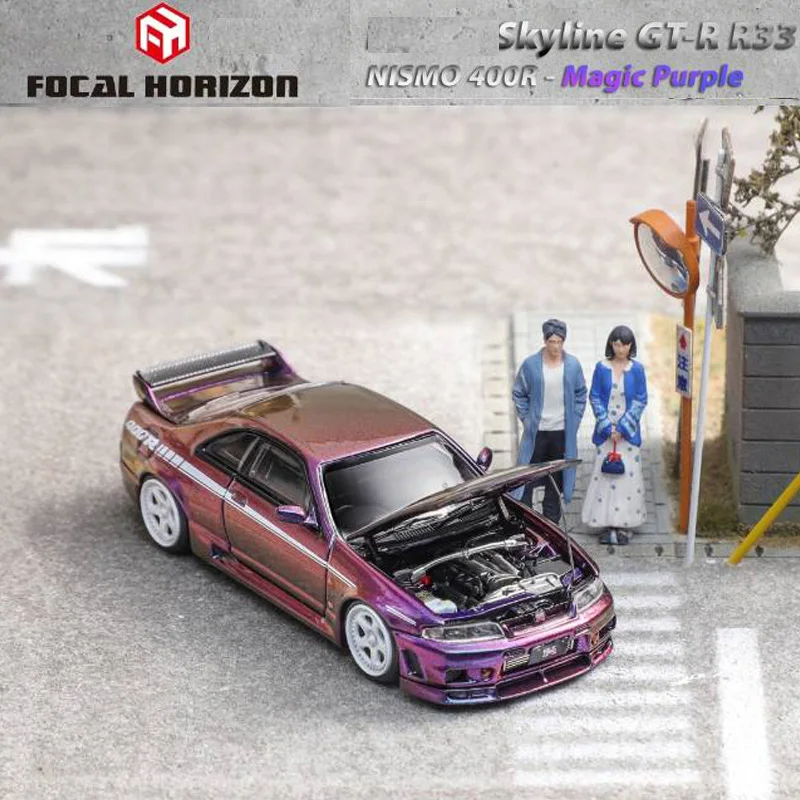 

FH 1:64 GT-R R33 400R Skyline Diecast Model Car Engine Hood Open Acrylic Display Collection Model Ornaments