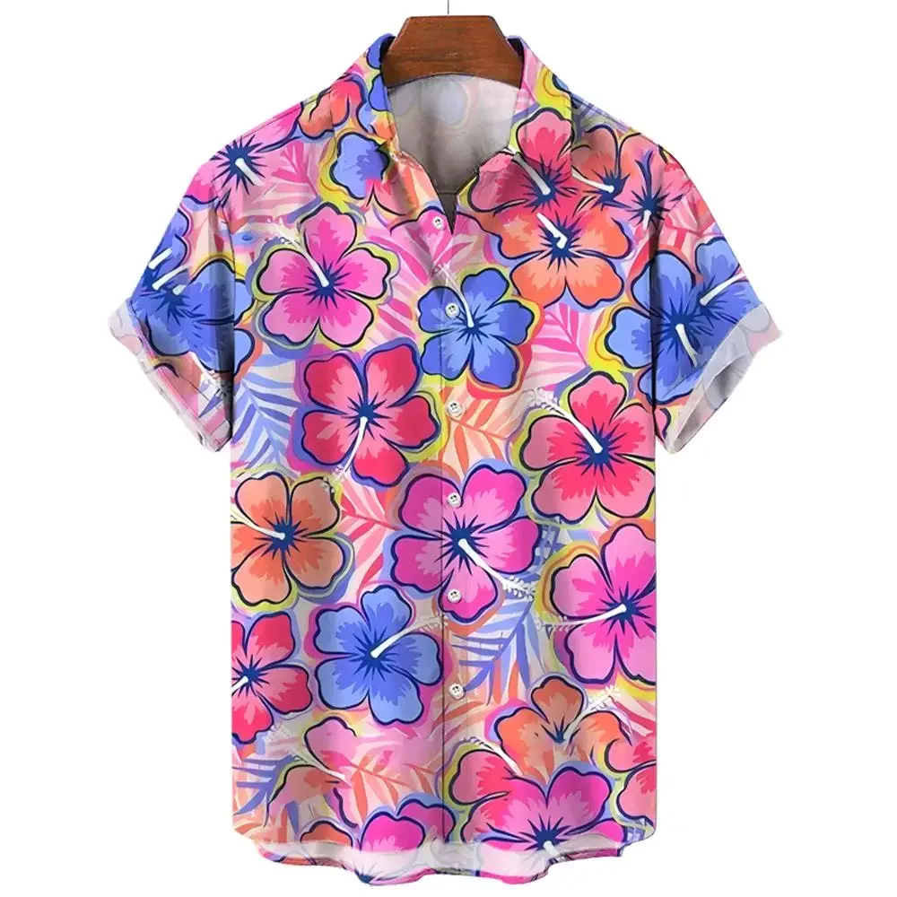 Men's Shirt Summer New Hawaiian Shirt Casual Shirt Beach Shirt Short Sleeve Flower Plant Lapel Hawaiian Holiday Clothing Apparel