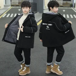 Boys Coat Jacket Cotton Windbreak 2024 Black Warm Plus Thicken Tracksuit Spring Autumn School Children's Clothing