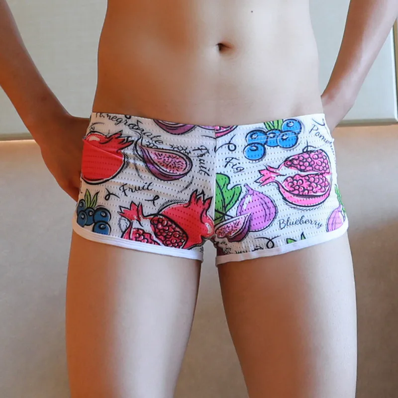 AIBC Intimo da uomo in rete Boxer da salotto Pantaloncini da casa traspiranti Pantaloni da notte Alo Stampati Comodi mutande maschili