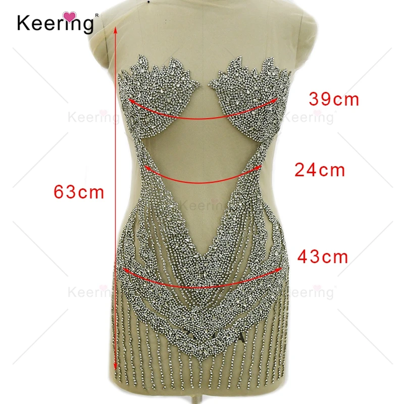 

Keering Sparkly Silver Crystal Clothing Hold Full Body Bridal Applique Design Patch, Sewing Rhinestone, WDP-454, New Arrival