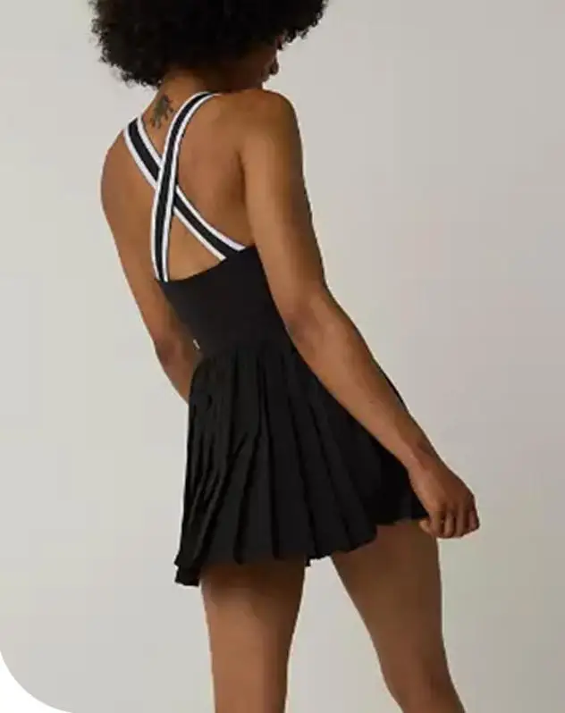 colorblock Cross-back Tennis Skirt Quick-drying Breathable Pleated Sports Skirt tennis dress