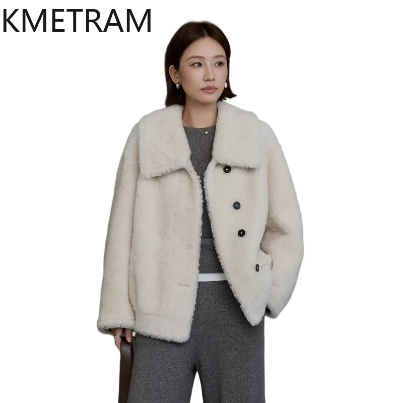 

Пальто KMETRAM из натуральной овчины мериноса с шерстяным наполнителем, женская свободная куртка из натурального меха, зимняя верхняя одежда, женская одежда 2026, шуба