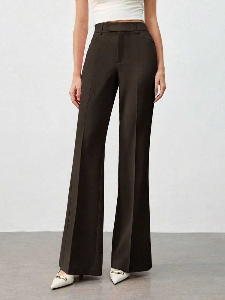 

Модные повседневные брюки с высокой талией для женщин, прямые, длинные, для офиса и повседневной носки