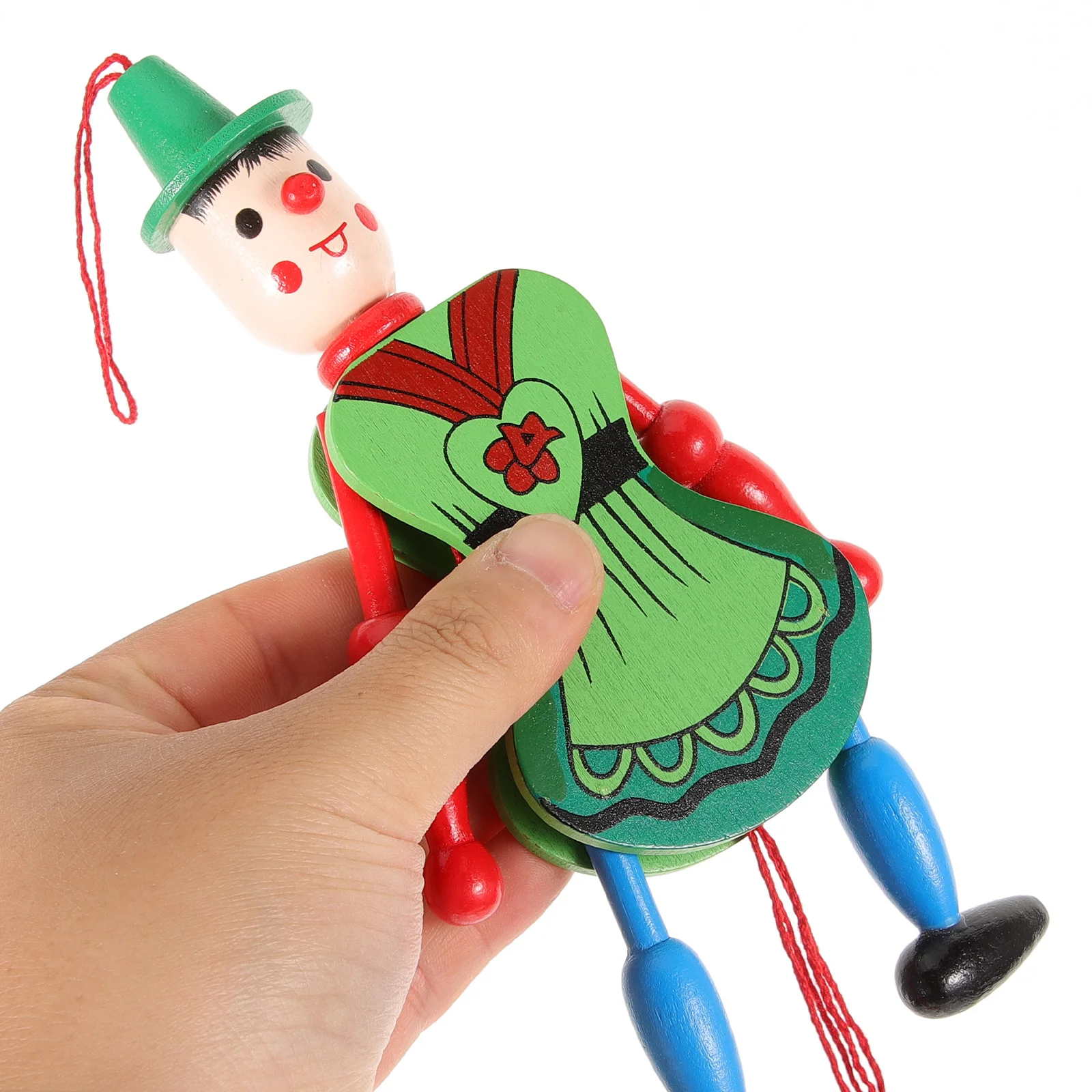 4-delige kerstboom kind clown marionet bamboe kinderpoppen hangend marionet speelgoed