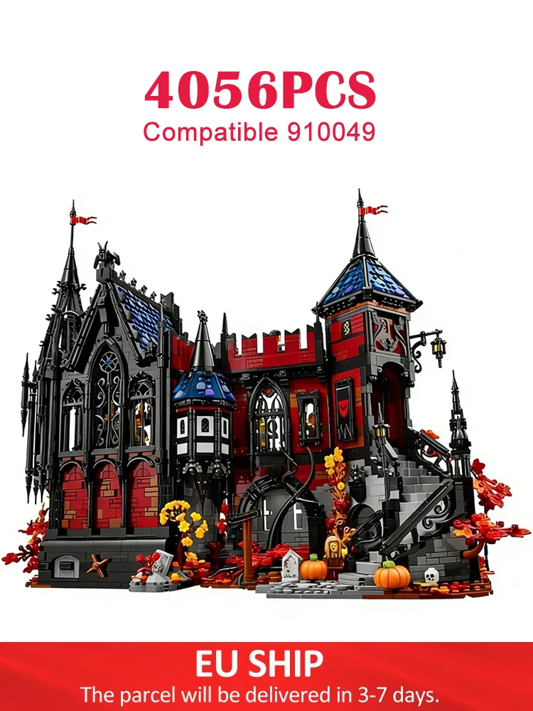 4056pcs Vampire House Model Bouwstenen Street View Kasteel Monteren Bakstenen Speelgoed Voor Kind Volwassen Verjaardagscadeau Compatibel 910049 - afbeelding 2