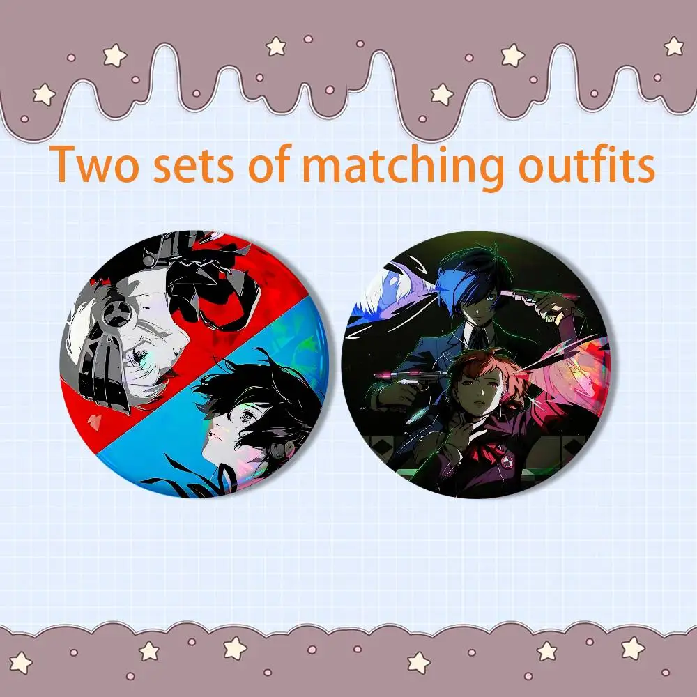Grand Upgrade P3R Persona 3 Reload 2 piece set Badges On Backpack Jacket Cartoon Round Brooches Acrylic Button Pins Collection
